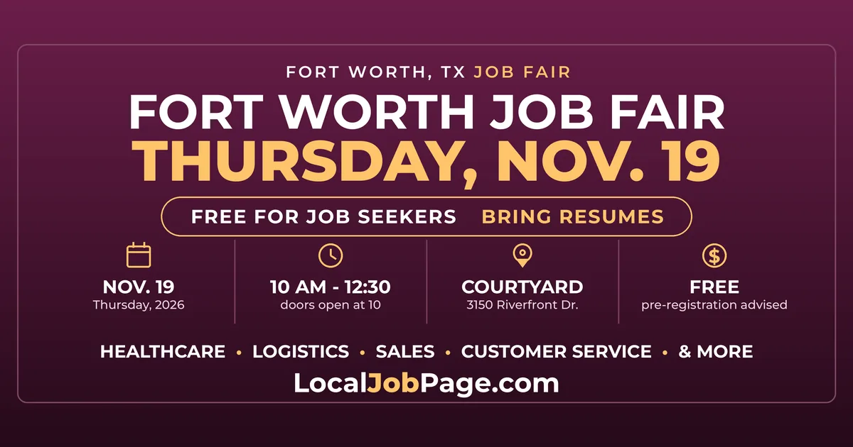 Fort Worth Job Fair November 19: Free Hiring Event at the Courtyard on University Drive